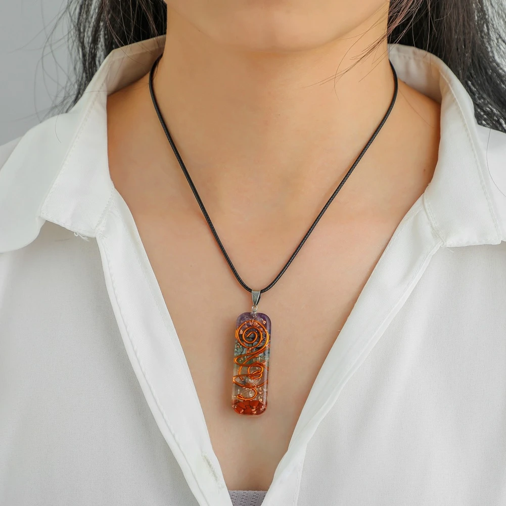 Pendentif 7 Chakras « Reiki » En Pierres Naturelles 5 Pendentif 7 Chakras « Reiki » En Pierres Naturelles – Image 3