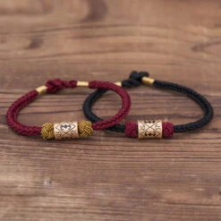 Bracelet « Pareja » En Fil Rouge, Argent Pur -Moment Ici 2 31 1