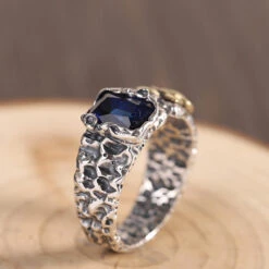 Bague Homme En Zircon – Harmonie Bleue, Argent