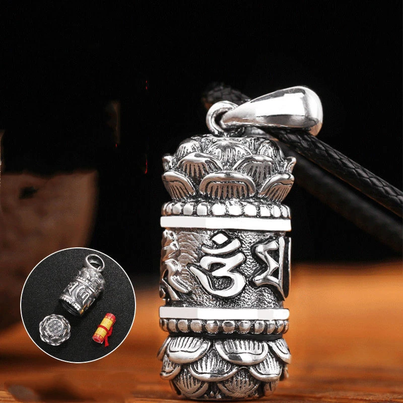 Pententif ‘Mes Voeux’ Lotus Et Six Mantras En Argent 2 Pententif ‘Mes Voeux’ Lotus Et Six Mantras En Argent