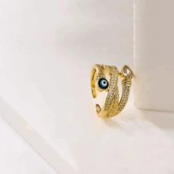 Bague Mauvais Œil « Serpent » En Zircon -Moment Ici Bague Mauvais OEil 2