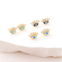 Boucle D’oreille Mauvais Œil « Regard » En Cristal -Moment Ici Boucle doreille Mauvais OEil 1