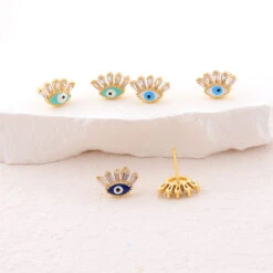 Boucle D’oreille Mauvais Œil « Regard » En Cristal -Moment Ici Boucle doreille Mauvais OEil 2