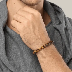 Bracelet « Tigre Flamboyant » En Pierre De Lave Et Œil De Tigre -Moment Ici Bracelet Tigre Flamboyant 4