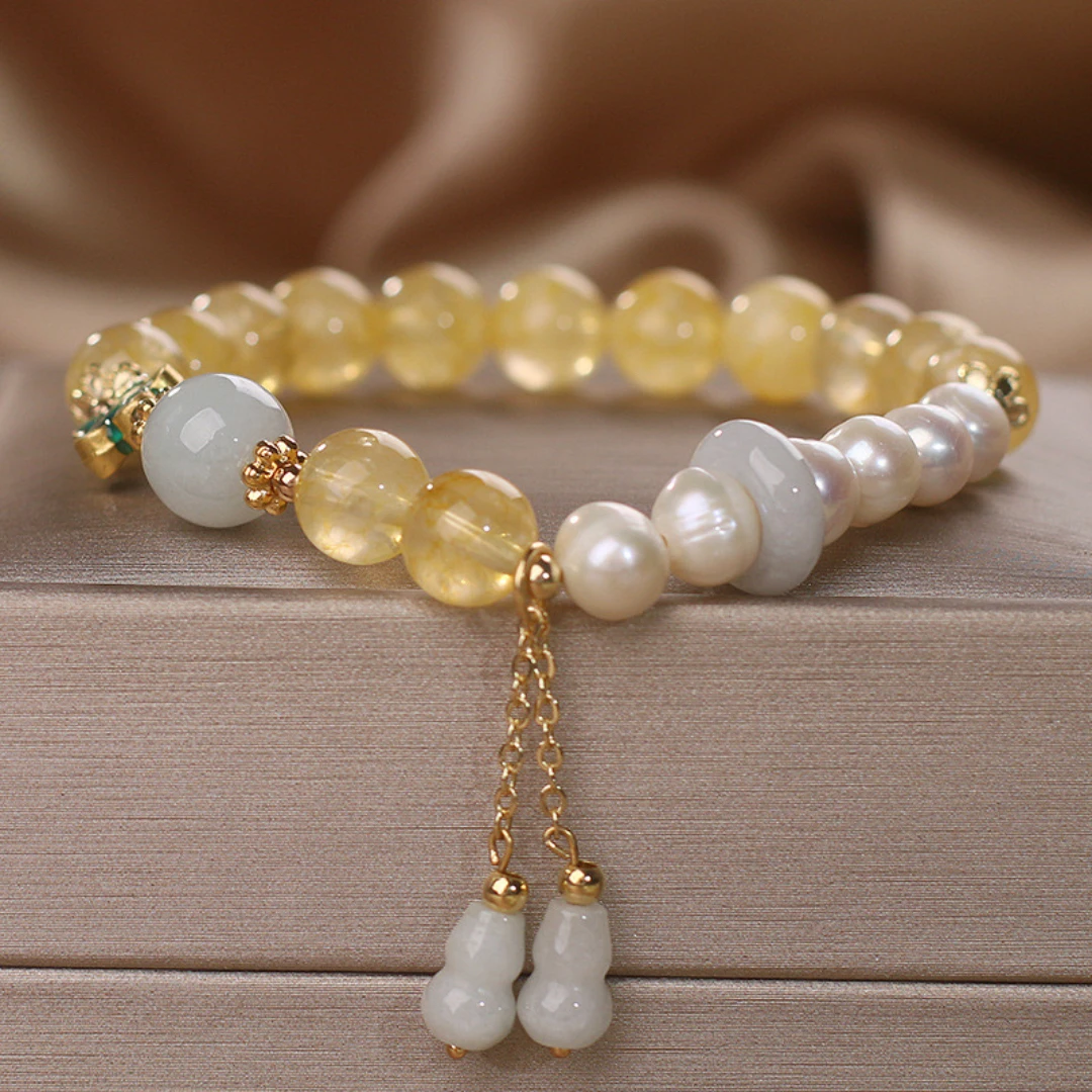 Bracelet Citrine Perle Jade – Gourde De Fortune 3 Bracelet Citrine Perle Jade – Gourde De Fortune