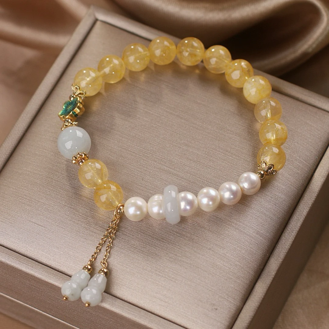 Bracelet Citrine Perle Jade – Gourde De Fortune 7 Bracelet Citrine Perle Jade – Gourde De Fortune – Image 5