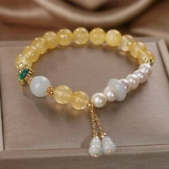 Bracelet Citrine Perle Jade – Gourde De Fortune 9 Bracelet Citrine Perle Jade – Gourde De Fortune -Moment Ici IMG 0776