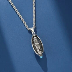 Collier Six Mantras Et Turquoise – Force De Paix, Argent 925 -Moment Ici IMG 4322