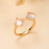 Bague Quartz Rose – Éclat Divin, Argent Plaqué Or