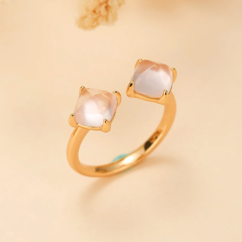 Bague Quartz Rose – Éclat Divin, Argent Plaqué Or 3 Bague Quartz Rose – Éclat Divin, Argent Plaqué Or