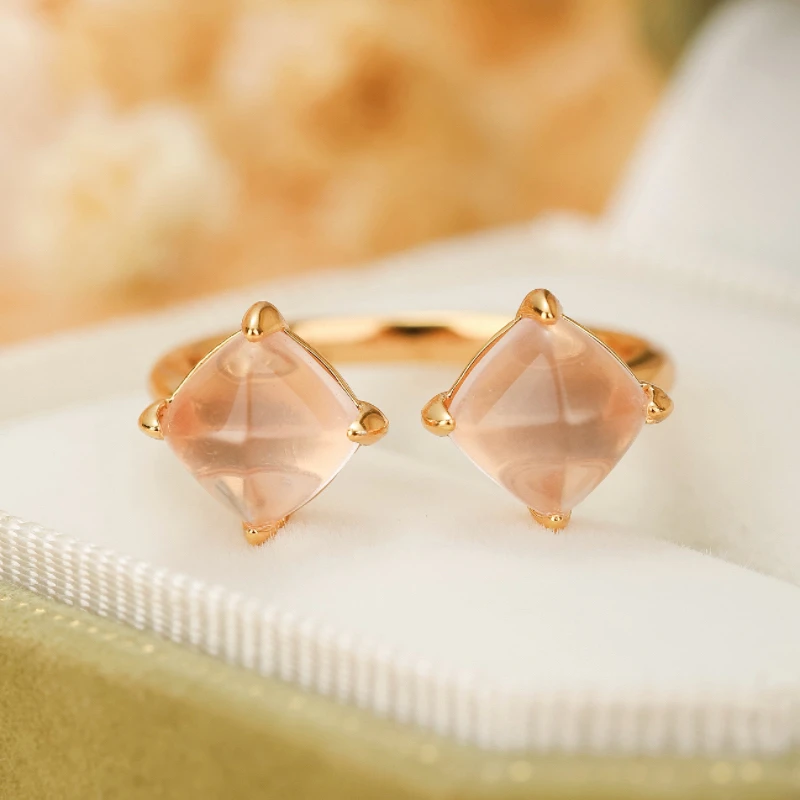 Bague Quartz Rose – Éclat Divin, Argent Plaqué Or 6 Bague Quartz Rose – Éclat Divin, Argent Plaqué Or – Image 4