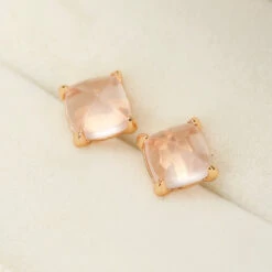Boucles D’Oreilles Quartz Rose – Éclat Divin, Argent Plaqué Or -Moment Ici IMG 5120