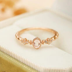 Bague Quartz Rose – Éclat Doux, Argent Plaqué Or -Moment Ici IMG 5302