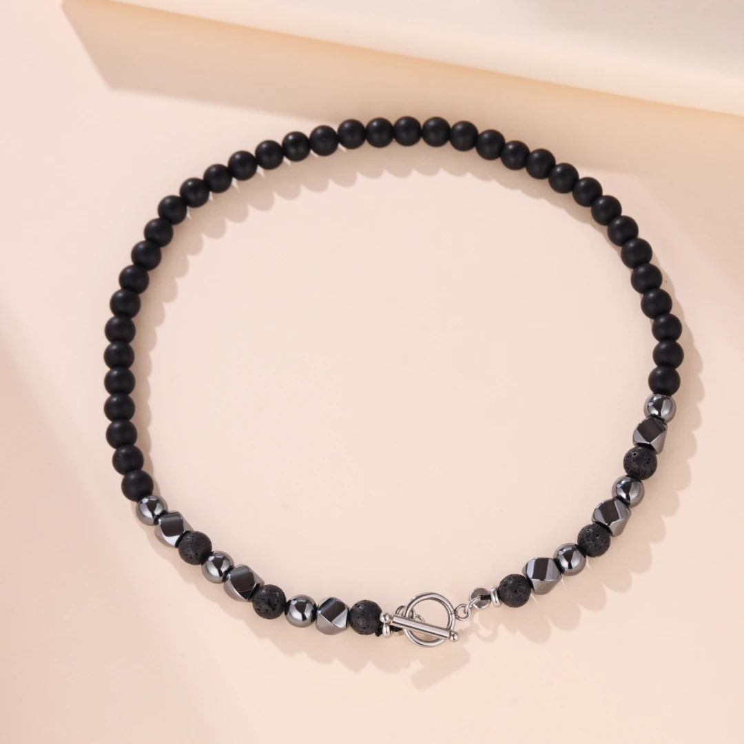 Collier Homme Hématite Et Pierre De Lave – Puissance Virile 5 Collier Homme Hématite Et Pierre De Lave – Puissance Virile – Image 3