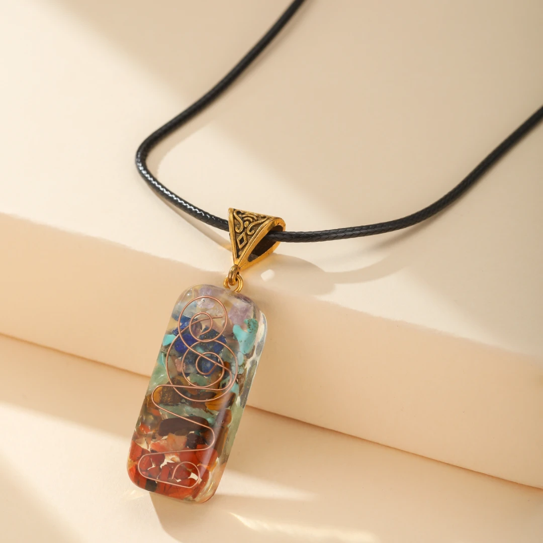 Pendentif 7 Chakras « Reiki » En Pierres Naturelles 6 Pendentif 7 Chakras « Reiki » En Pierres Naturelles – Image 4