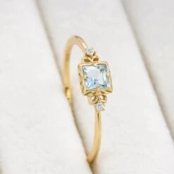 Bague Aigue Marine – Douce Lumière, Argent Plaqué Or 13 Bague Aigue Marine – Douce Lumière, Argent Plaqué Or -Moment Ici IMG 8947