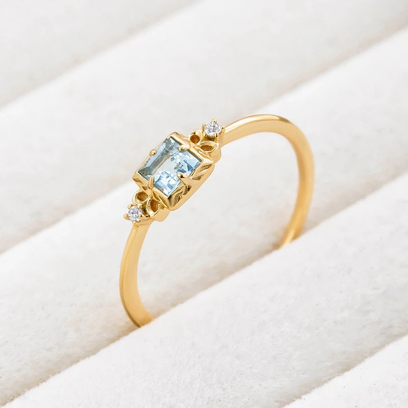 Bague Aigue Marine – Douce Lumière, Argent Plaqué Or 6 Bague Aigue Marine – Douce Lumière, Argent Plaqué Or – Image 4