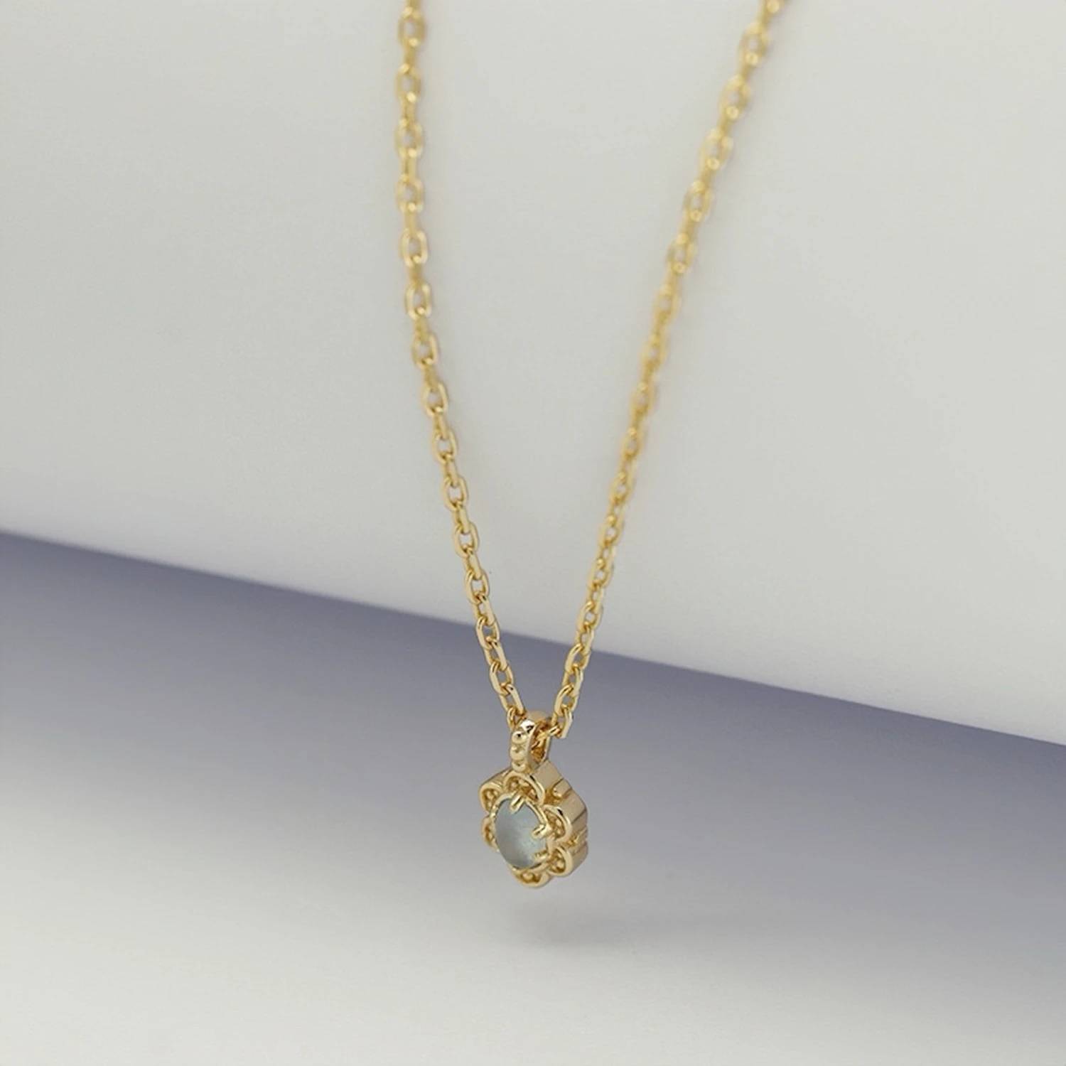 Collier Aigue Marine – Aura Marine, Argent Plaqué Or 4 Collier Aigue Marine – Aura Marine, Argent Plaqué Or – Image 2