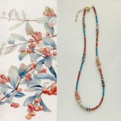 Collier Grenat Et Apatite – Caresse Marine, Plaqué Or