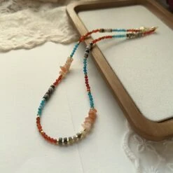 Collier Grenat Et Apatite – Caresse Marine, Plaqué Or 12 Collier Grenat Et Apatite – Caresse Marine, Plaqué Or -Moment Ici IMG 95451