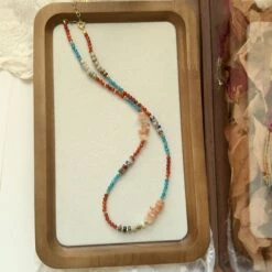 Collier Grenat Et Apatite – Caresse Marine, Plaqué Or 11 Collier Grenat Et Apatite – Caresse Marine, Plaqué Or -Moment Ici IMG 95461