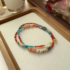 Collier Grenat Et Apatite – Caresse Marine, Plaqué Or 9 Collier Grenat Et Apatite – Caresse Marine, Plaqué Or -Moment Ici IMG 95471