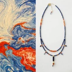 Collier Lapis Lazuli – Lune Paisible, Plaqué Or