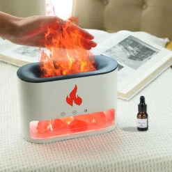 Diffuseur DâHuile Essentielle « Fuji » Effet Flamme Avec Cristal De Sel