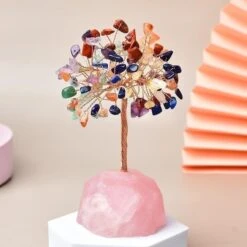 Moment Ici -Moment Ici amour spirituel arbre de vie en pierres de 7 chakras et quartz rose 3