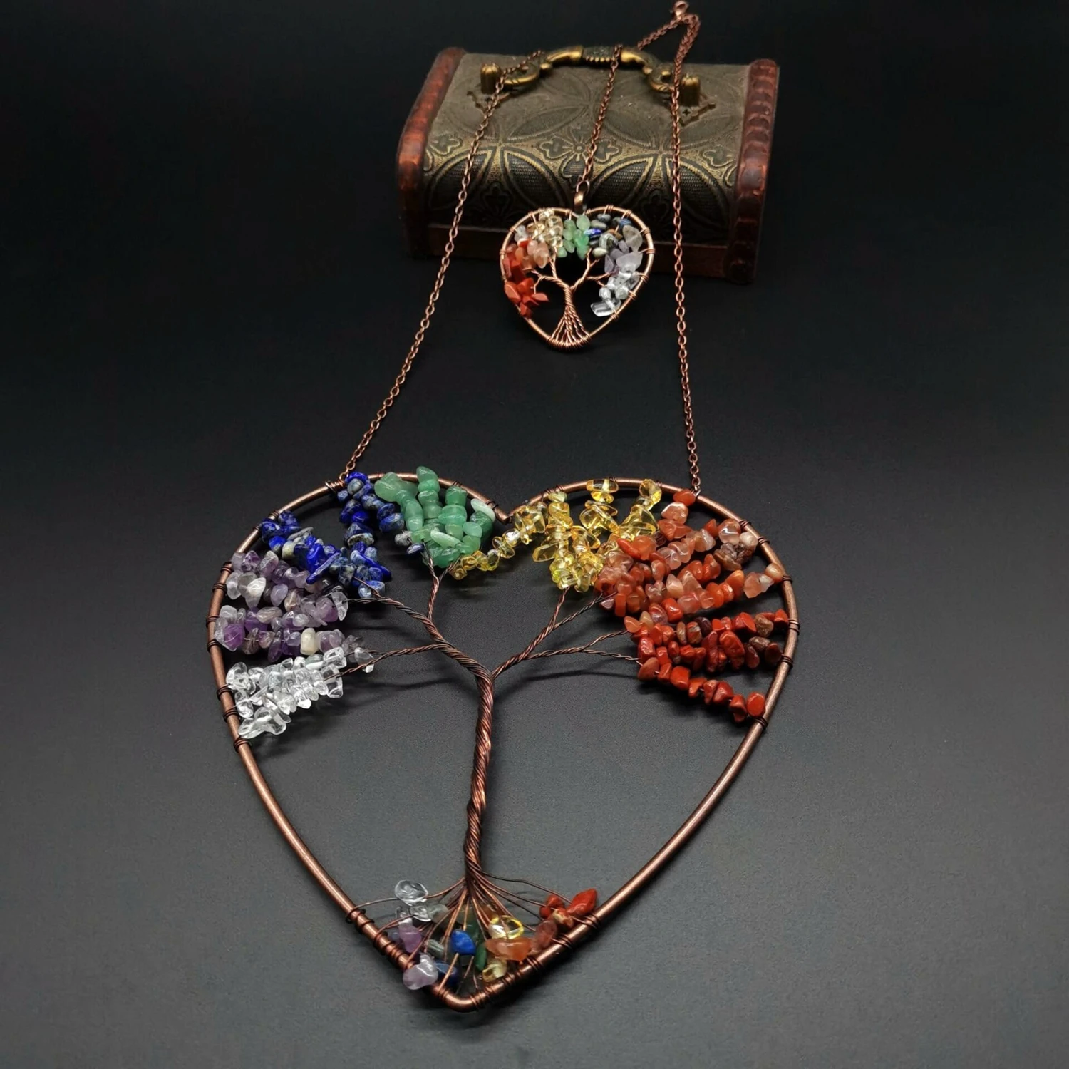 Attrape Rêve Arbre De Vie ‘Coeur’ En 7 Chakras 6 Attrape Rêve Arbre De Vie ‘Coeur’ En 7 Chakras – Image 4