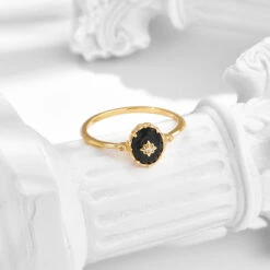 Bague Agate – Céleste Nocturne, Argent Plaqué Or 16 Bague Agate – Céleste Nocturne, Argent Plaqué Or -Moment Ici bague agate celeste nocturne argent plaque or 9