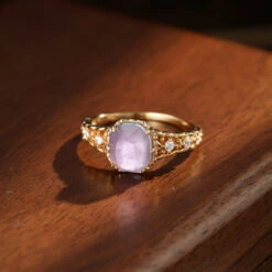 Bague Améthyste – Olive Mystique, Argent Plaqué Or -Moment Ici bague amethyste olive mystique argent plaque or 5