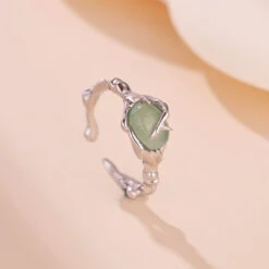 Bague Aventurine – Force Du Bambou, Argent -Moment Ici bague aventurine force du bambou argent 4