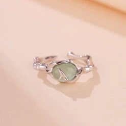 Bague Aventurine – Force Du Bambou, Argent -Moment Ici bague aventurine force du bambou argent 5