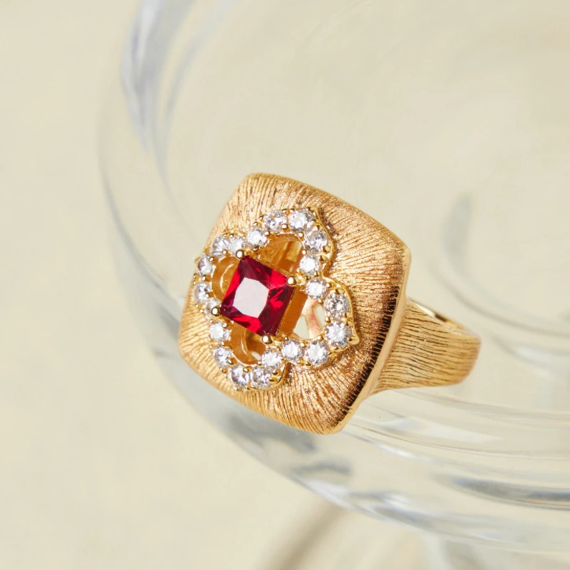 Bague Cornaline – Chance Florale, Argent Plaqué Or 5 Bague Cornaline – Chance Florale, Argent Plaqué Or – Image 3