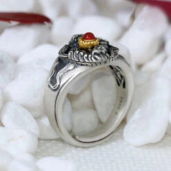 Bague Homme Anti-Stress Rotative – Lion Des Montagnes, Argent -Moment Ici bague homme anti stress rotative lion des montagnes argent 4