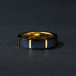 Bague Homme Obsidienne – Mystère, Argent Plaqué Or -Moment Ici bague homme obsidienne mystere argent plaque or 7