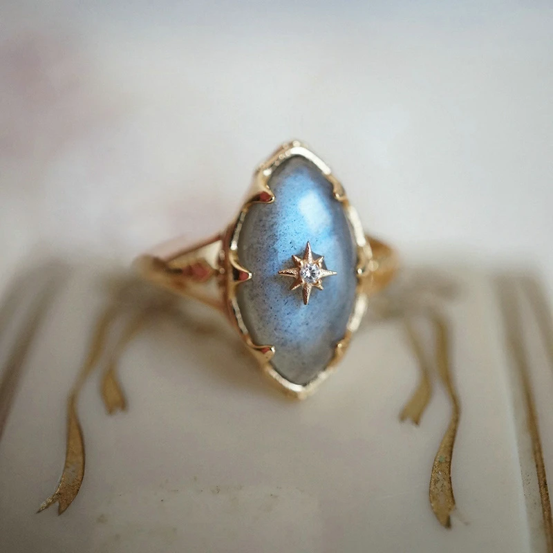 Bague Labradorite – Apaisement Cosmique, Argent Plaqué Or 10 Bague Labradorite – Apaisement Cosmique, Argent Plaqué Or – Image 8