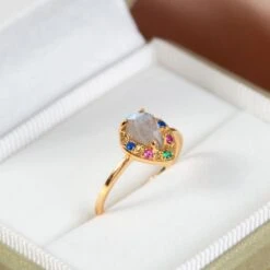 Bague Labradorite – Feuille Scintillante, Argent Plaqué Or 14 Bague Labradorite – Feuille Scintillante, Argent Plaqué Or -Moment Ici bague labradorite feuille scintillante argent plaque or 4