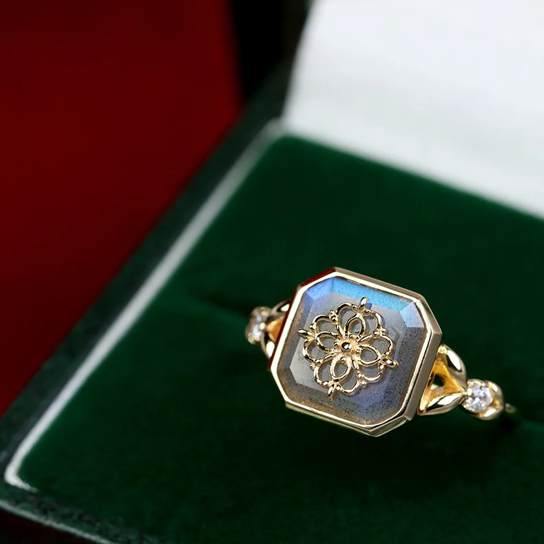 Bague Labradorite – Vitalité, Argent Plaqué Or 3 Bague Labradorite – Vitalité, Argent Plaqué Or