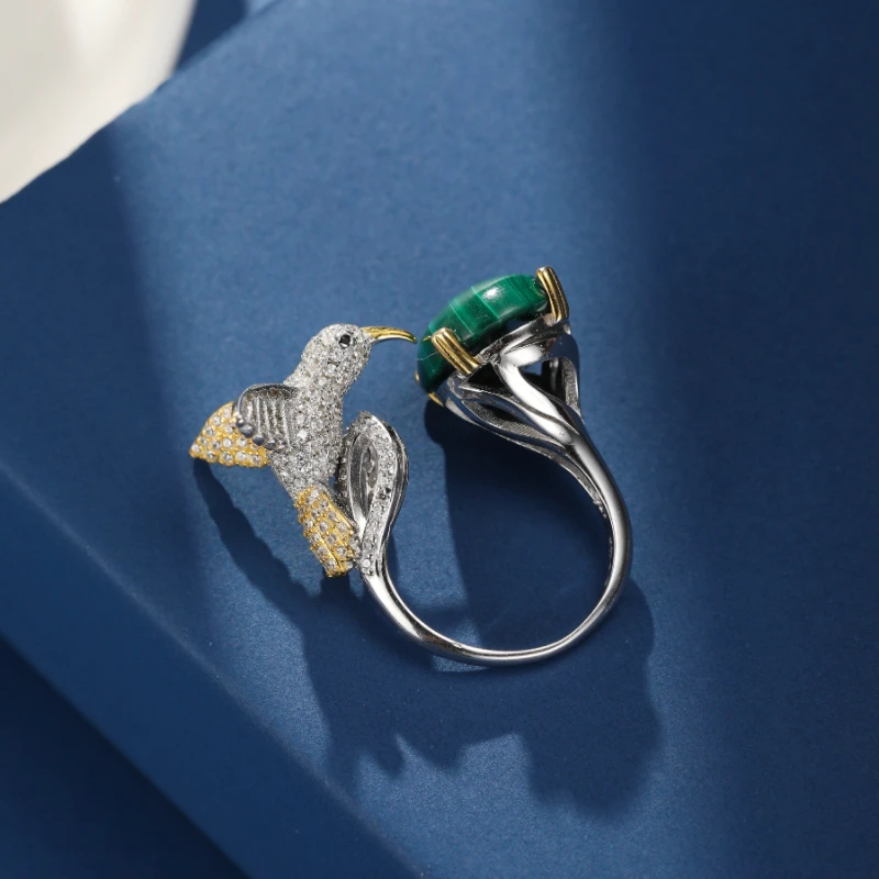 Bague Malachite – Charme Exotique, Argent 7 Bague Malachite – Charme Exotique, Argent – Image 5