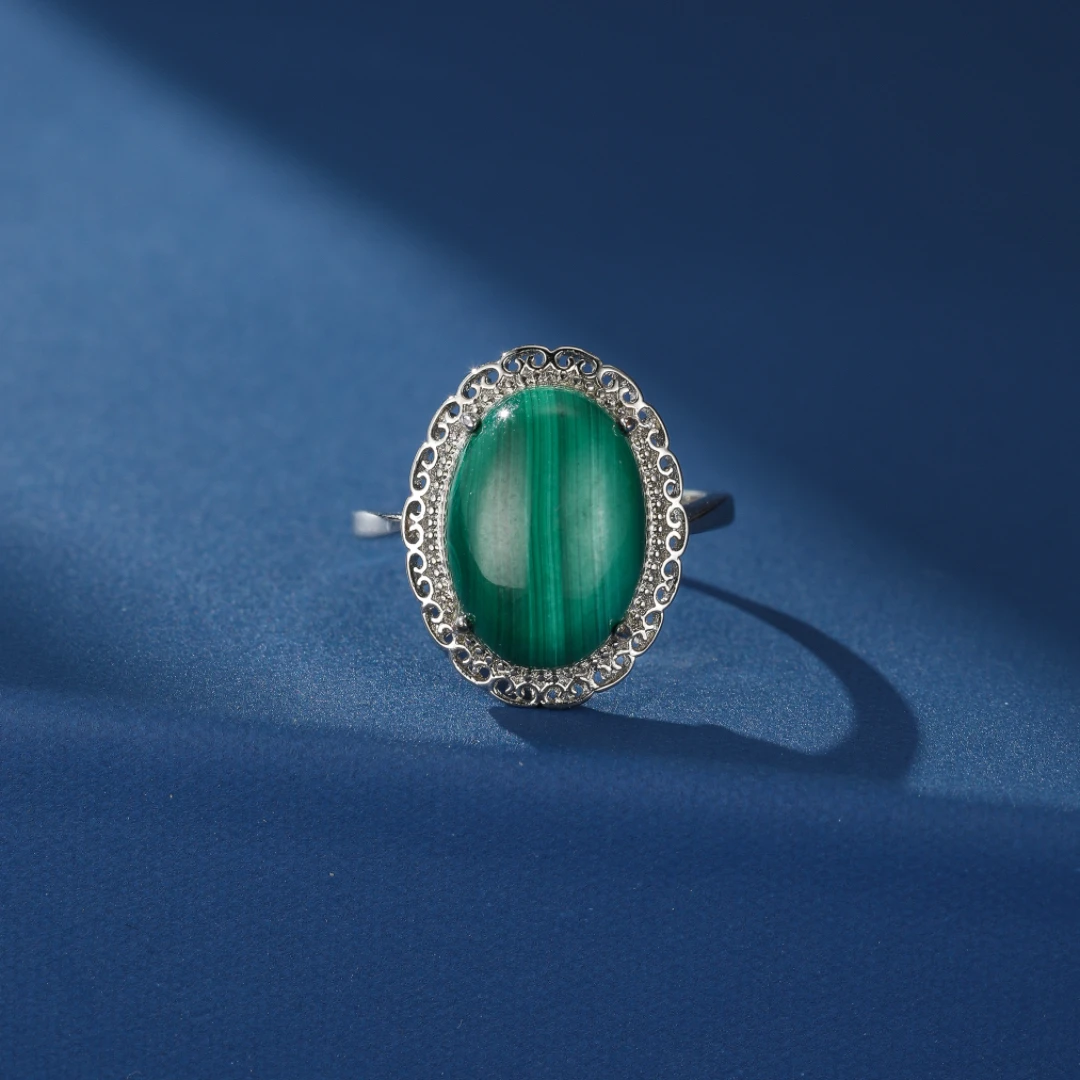Bague Malachite – Élégance Vintage, Argent 925 6 Bague Malachite – Élégance Vintage, Argent 925 – Image 4