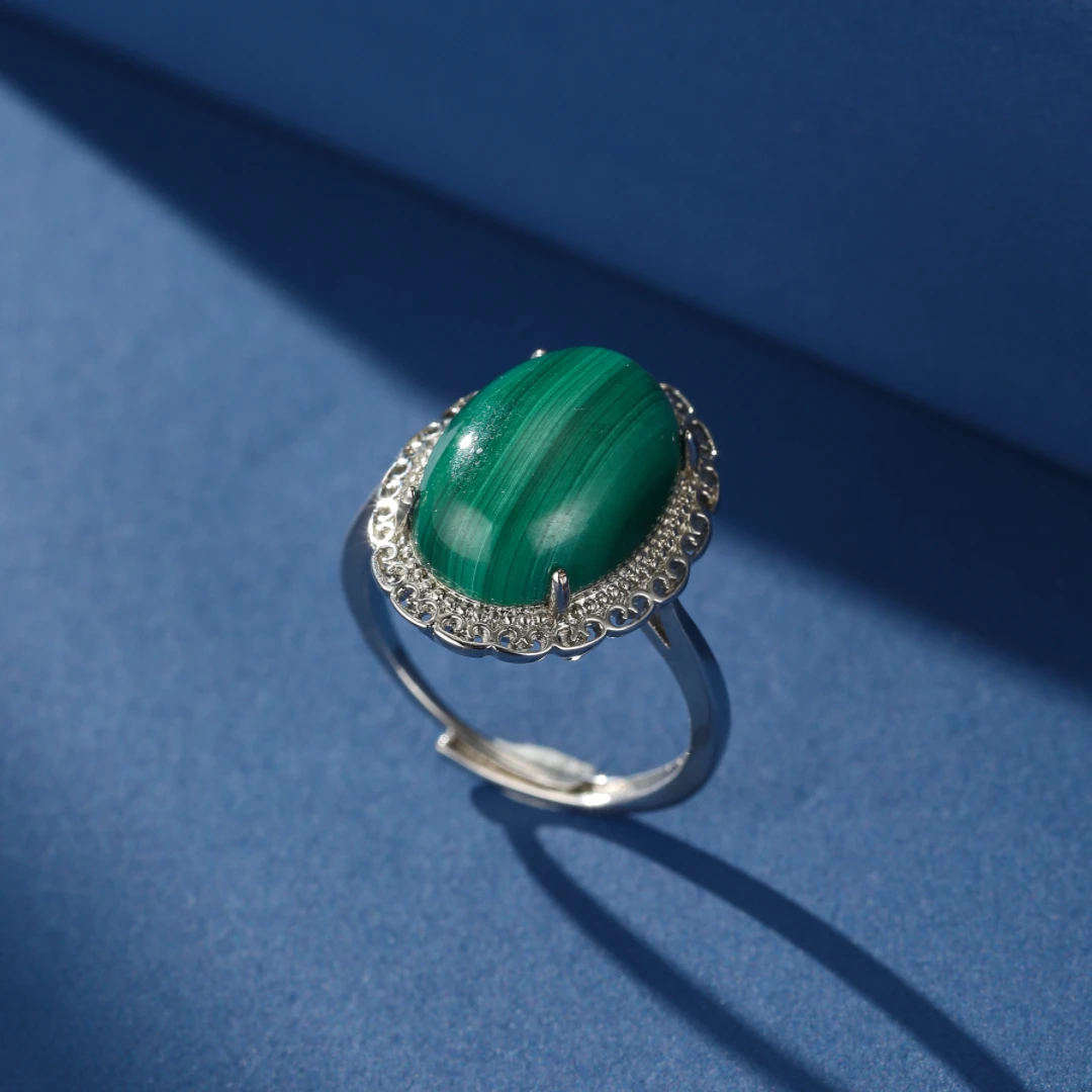 Bague Malachite – Élégance Vintage, Argent 925 5 Bague Malachite – Élégance Vintage, Argent 925 – Image 3