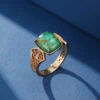 Bague Malachite Et Quartz Rutile – Régal Impériale, Argent Plaqué Or