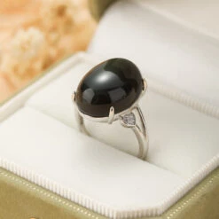 Bague Obsidienne Arc En Ciel – Éclat Céleste, Argent -Moment Ici bague obsidienne arc en ciel eclat celeste argent 2