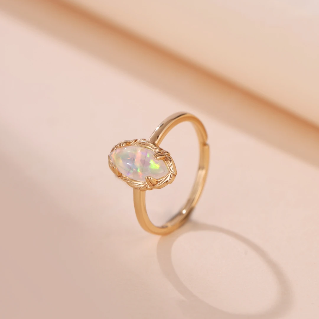 Bague Opale – Flamme Mystique, Argent Plaqué Or 3 Bague Opale – Flamme Mystique, Argent Plaqué Or