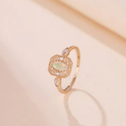 Bague Opale – Rêve Champêtre, Argent Plaqué Or