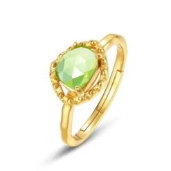 Bague Péridot – Renaissance, Argent Plaqué Or -Moment Ici bague peridot renaissance argent plaque or 2