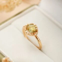 Bague Péridot – Renaissance, Argent Plaqué Or