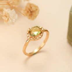 Bague Péridot – Renaissance, Argent Plaqué Or -Moment Ici bague peridot renaissance argent plaque or 8
